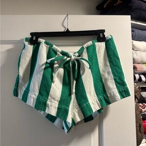 Free People Hot Hot Hot shorts Green and White Striped Women's Shorts